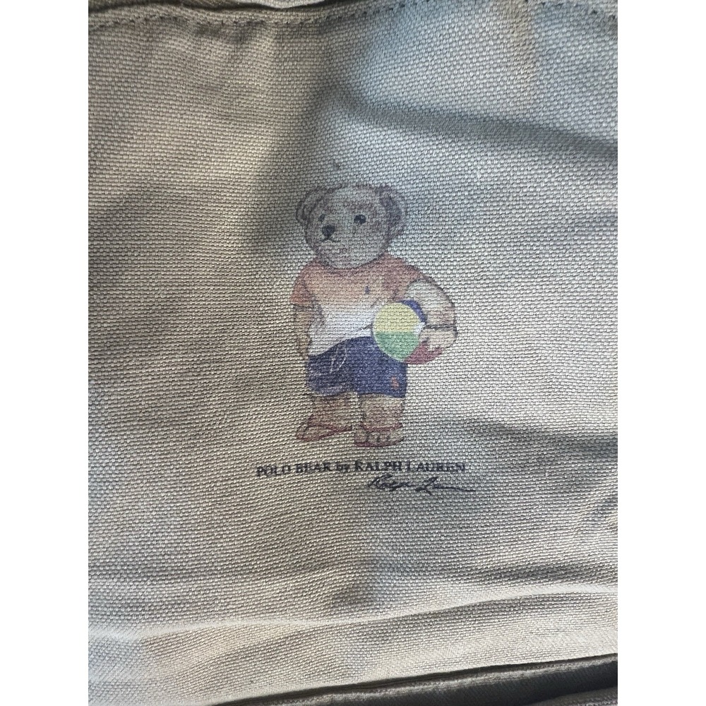 Polo Ralph Lauren Kids Canvas Polo Bear Bookbag Neutral School Travel - Picture 5 of 10